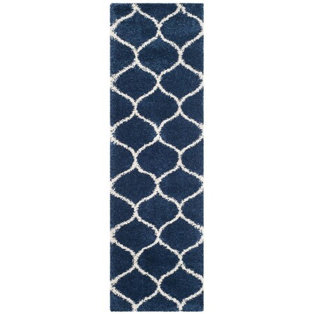 Safavieh Hudson Shag Power Loomed Runner RugNavy & Ivory 2 ft.3 in. x 8 ft. SGH280C-28